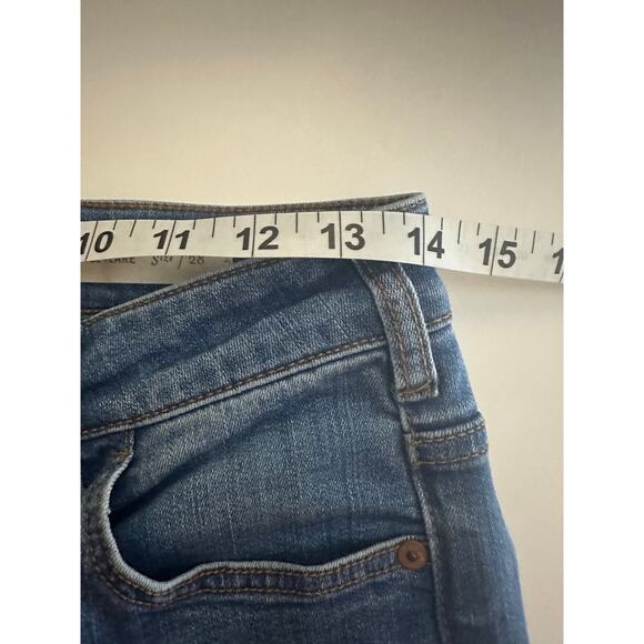 Pilcro & The Letterpress High Rise Flare Jeans Sz 28 Button Fly Cropped Stretchy - Picture 7 of 12